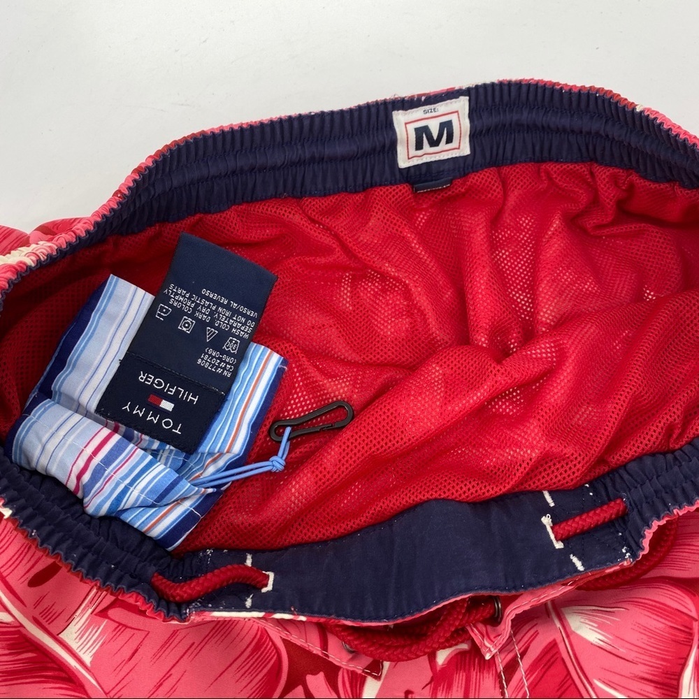Tommy Hilfiger Vibrant Red Tropical Island Board Shorts Sz 30 Sz Medium #A9 - Picture 2 of 8